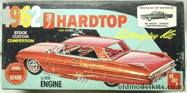 AMT 1/25 1962 Chrysler Imperial 2 Door Hardtop 3 in 1 - Stock / Custom / Competition, K-822 plastic model kit